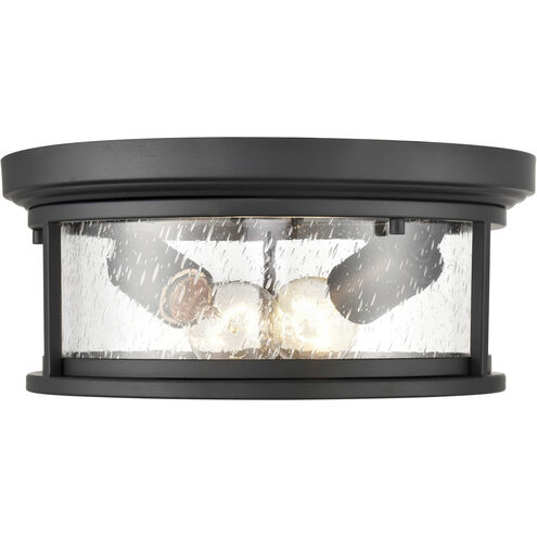 Bresley 2 Light 12 inch Powder Coated Black Outdoor Flushmount